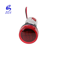 AC 50-100 V 0-100A indikator tegangan arus Meter Volt Amp Tester detektor 22mm lingkaran Panel Mini LED Digital Voltmeter Ammeter