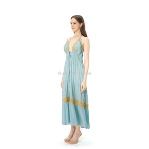 Vestido Maxi Casual Personalizado para Mujer, Sin Mangas, con Tirantes Finos, Estilo Boho, Bordado Floral, Escote en V Profundo, Espalda Descubierta - Product Image 3