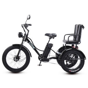 Vélo électrique hybride à trois roues avec moteur arrière sans balais de 750 W, 24 pouces, en stock, deux sièges, autonomie de 60 km, <span class=keywords><strong>pour</strong></span> personnes âgées et enfants, prix - Product Image 4