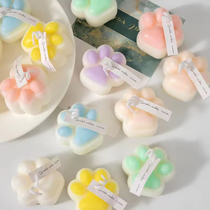 Handmade Paw Shape Scented Soy Wax <b>Candle</b> Floral Aromatherapy Home Decoration Cute Style Single <b>Wick</b> - Product Image 1