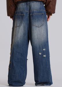 กางเกงยีนส์ขายาวสำหรับสุภาพสตรีแนววินเทจประดับพลอยเทียมสำหรับ2025 - Product Image 3