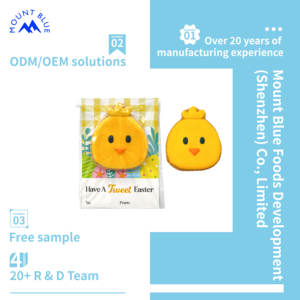 Galletas de Pascua con forma de ojos negros y pico naranja empaquetadas en bolsa transparente a cuadros, golosinas festivas ideales, galletas de Pascua - Product Image 5