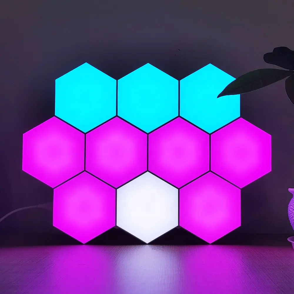 6Pcs Honeycomb Quantum Lamp Smart Sensor Diy Geometrische Kleurrijke Muur Led Modulaire Night Hexagon Touch Light