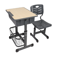 Bureaux et chaises d'apprentissage en bois pour l'école, bureaux et chaises de classe réglables, table d'école à manivelle avec chaise, durables