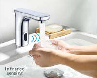 Robinet intelligent à économie d'énergie sans alimentation externe, robinet de salle de bain contemporain à un seul trou en cuivre avec capteur