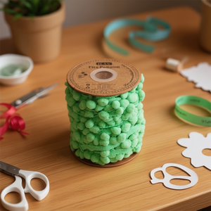 Nastro Ilan Pom Pom Verde da 2,0 cm di Larghezza, 20 Iarde, per Decorazioni e Artigianato - Product Image 2