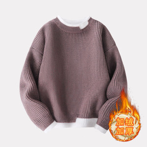 <span class=keywords><strong>Pull</strong></span> en maille pour enfants, nouveau modèle pour garçons, doublé en polaire, bleu, deux pièces, automne/hiver - Product Image 5