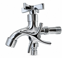 Robinet mélangeur mural moderne en zinc léger pour machine à laver, avec double tête de robinet et noyau de valve en laiton