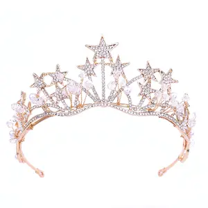 Diamond Gang new bridal headdress hair accessories exquisite five star diamond beaded handmade crown