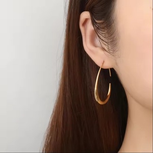 Trendy 18K Gold Plated Stainless Steel <b>Fashion</b> Jewelry Women Durable Lightweight Hypoallergenic Perfect Large Oval <b>Hoop</b> <b>Earrings</b> - Product Image 1