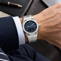 Montre octogonale pour homme avec logo personnalisé, mouvement à quartz, boîtier en alliage, bracelet en acier inoxydable, date, luminescence, 30M, 41mm, OEM