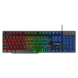 คีย์บอร์ดเกมมิ่งแบบมีสาย USB พกพาสะดวก ไฟ RGB รองรับภาษาสเปนและเกาหลี รองรับออปติคอล สำหรับแล็ปท็อปและคอมพิวเตอร์ Windows - Product Image 1