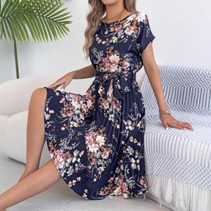 เดรสสั้นทรงเข้ารูปพิมพ์ลายดอกไม้สไตล์ยุโรปอเมริกันสุดหรูหราสำหรับฤดูร้อนปี 2026 แขนสั้น จับจีบช่วงเอว แฟชั่นแนวสตรีท - Product Image 6