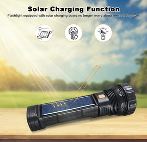 Solar Portable <b>LED</b> Plastic <b>Torch</b> UBS <b>Rechargeable</b> Flashlight-Handheld USB Traffic Lights Flashlights - Product Image 2