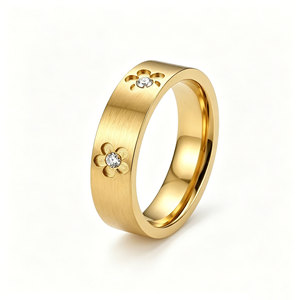 Anillo de Flor de Acero de Titanio de Lujo Ligero - Banda de Una Sola Pieza Pulida de Alta Gama, Estilo Coreano - Product Image 4
