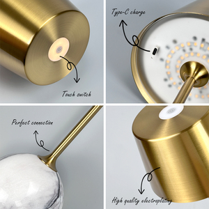 Đèn bàn bằng đá cẩm thạch tròn sang trọng hiện đại với bóng vàng 2700K pin không dây hoạt động cho bữa tiệc bàn ăn và biệt thự trang trí - Product Image 5