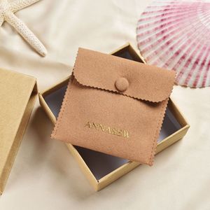 <strong>Logo</strong> <strong>Customized</strong> Paper Jewelry Box With Jewelry <strong>Packaging</strong> Pouch Snap Button Microfiber Jewelry Pouch and <strong>Card</strong> Insert - Product Image 1