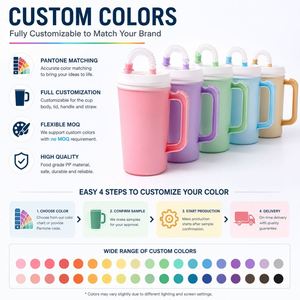 Bouteille d'eau à double paroi en PP de 22 oz et 34 oz avec logo personnalisé, paille, poignée, pour camping, fête, ou comme mug de camionneur - Product Image 6