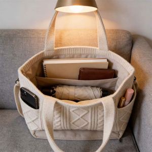 Sac fourre-tout en tricot torsadé pour femme, sac à bandoulière en maille torsadée avec fermeture éclair, design personnalisé, vente en gros - Product Image 2