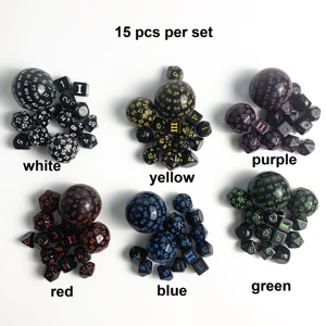 15 pièces par ensemble, <span class=keywords><strong>dés</strong></span> en plastique polyédriques DND de forme spéciale, sphériques en acrylique, <span class=keywords><strong>100</strong></span> <span class=keywords><strong>faces</strong></span>, 60 <span class=keywords><strong>faces</strong></span>, 30 <span class=keywords><strong>faces</strong></span>, pour jeux de rôle PRTG - Product Image 6