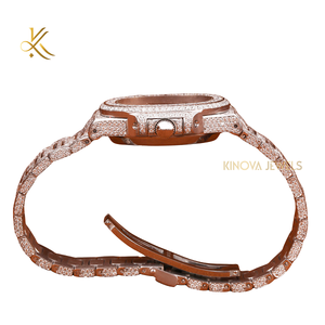 นาฬิกาเพชรมอสซาไนท์พราวพร้อมการจัดวางหินหลายแถวและสายขัดมันเหมาะสำหรับการจัดแต่ง - Product Image 4