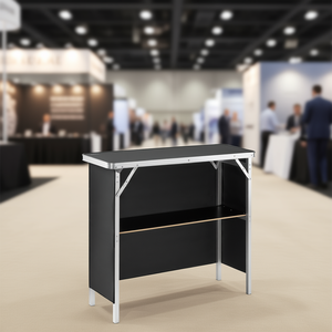 Mesa Plegable Portátil para Ferias Comerciales, Tipo Soporte 35-45, con Falda Negra y Estante de Almacenamiento para Eventos Interiores y Exteriores - Product Image 2