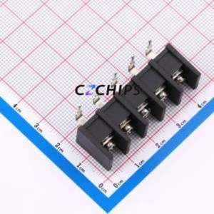 MX35R-8.25-05P-BK01-Cu-S-A Barrier Terminal Block Bent Lead Through Hole,P=8.25mm Connector Two Sides 8.25mm 1x5P Right Angle - Product Image 1