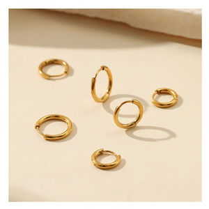 Pendientes de Aro Pequeños de Acero Inoxidable con Baño de Oro de 18K para Mujer, Joyería de Moda Personalizada, Sin Deslustre, Venta al por Mayor - Product Image 1