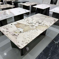 Table à manger en marbre naturel moderne de luxe, taille personnalisée, mobilier haut de gamme pour villa, hôtel, restaurant