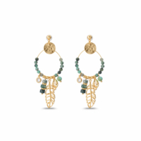 Boucles d'oreilles pendantes à perles, motif feuille, style bohème, avec perles mélangées