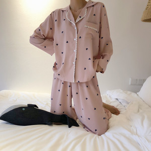 <span class=keywords><strong>Pigiama</strong></span> da Donna in Cotone alla Moda con Stampa a <span class=keywords><strong>Cuori</strong></span> Set Due Pezzi Comodo e Casual per Estate Autunno e Primavera - Product Image 5