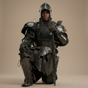 Ensemble complet d'armure de chevalier Dark Barbuta en acier de calibre 18, style antique moderne médiéval, pour cosplay / reconstitution historique - Product Image 1