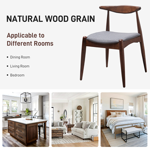 <span class=keywords><strong>Set</strong></span> di 2 sedie da pranzo moderne ed ecologiche in legno di gomma con schienale ergonomico e cuscini confortevoli Noce+Grigio chiaro - Product Image 4