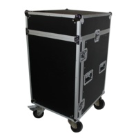 Flight case Vertical Rack Mount 16u avec Top 10U pour Mixer dj Combo Amp Rack avec étagère pour ordinateur portable et roulettes