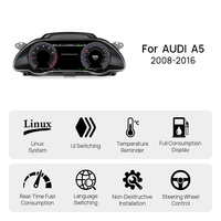 Panel Instrumen LCD Berkualitas Tinggi untuk Audi A5 2008-2016, Cluster Digital Carplay Linux, Speedometer, Panel Instrumen Dashboard