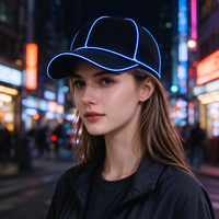 Casquette de baseball lumineuse à fil EL très demandée, chapeau LED lumineux, casquette de costume éclairée pour carnaval, boîte de nuit, fête rave, accessoires