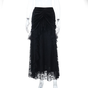 Jupes longues gothiques noires taille haute pour femmes jupe 2025 New Y2k <span class=keywords><strong>Style</strong></span> Harajuku Punk Goth Dark Grunge Streetwear Vêtements pour femmes - Product Image 4