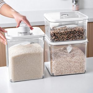 Vacuum Sealed Rice <b>Container</b> 9L 10L With Seal Lid For Food Grade <b>Flour</b> Grains Rice Storage Rectangle Shape - Product Image 1
