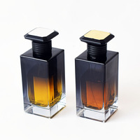 Flacons de parfum rectangulaires de haute qualité 100 ml, vides, en verre noir translucide dégradé, avec emballage boîte.