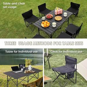 Tables et chaises multifonctionnelles pour l'extérieur, ensemble de camping, table et chaise pliantes pour pique-nique, pêche - Product Image 2