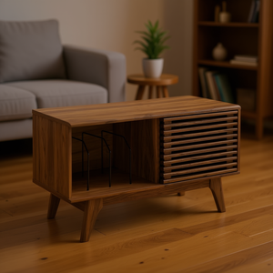 Meuble de rangement pour disques vinyles Smile Wood, couleur personnalisée, style rustique, étagère pour vinyles LP, étagère à livres pour la maison - Product Image 2