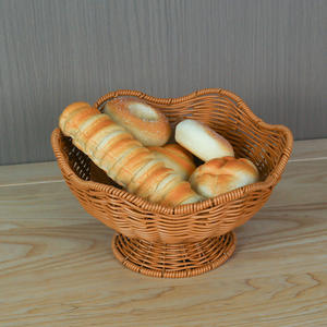 Panier à fruits en rotin synthétique Bobai, marron, forme polygonale, fait main, type sur pied, panier de rangement, plateau à collation pour la cuisine - Product Image 3