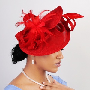 Women Sinamay Fascinator <strong>Hat</strong> with Feather, Formal Saucer <strong>Hat</strong> <strong>for</strong> Wedding, Royal <strong>Ascot</strong>, Church Party - Product Image 5