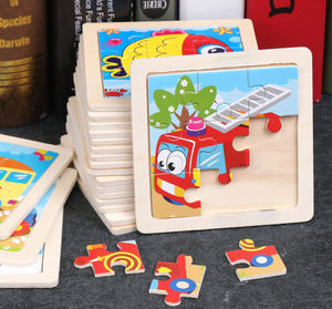 All'ingrosso Toddler 9 pcs puzzle bambini Baby Cartoon Early Educational altro giocattolo veicolo Puzzle in legno - Product Image 2