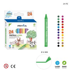 Pastelli a cera 24 colori 9x0.8cm 24 pezzi-pastelli e strumenti artistici - Product Image 1
