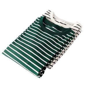 Camisetas personalizadas de manga corta para mujer, camiseta a rayas con cuello en v, servicio de impresión personalizado - Product Image 1