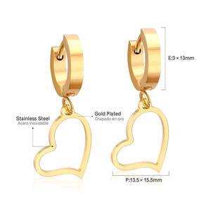 Modernos Pendientes de Aro de Acero Inoxidable con Baño de Oro PVD de 18K, Colgantes con Forma de Corazón Hueco, Joyería para Mujer - Product Image 2