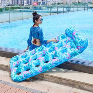 Flotador Inflable Individual para Adultos con Orificios en Forma de Hoja, Silla Flotante, Cama Flotante Individual, Material de PVC - Product Image 1