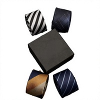 Cravate en polyester pour homme, motif à carreaux et rayures, logo personnalisé, boîte cadeau, cravate formelle pour le bureau et les cérémonies