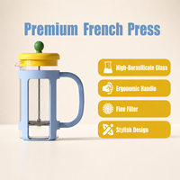 Cafetière à piston portable 350 ml (12 oz) en acier inoxydable et verre borosilicate, coffret cadeau pour les amateurs de café, cadeau de Noël